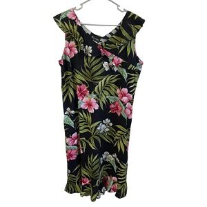 Vintage Puanani‎ Hawaii Floral Print Sleeveless Dress Womens Large Moomoo